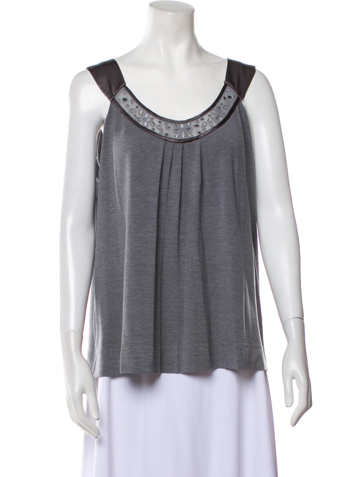 Oscar de la Renta Scoop Neck Sleeveless Top