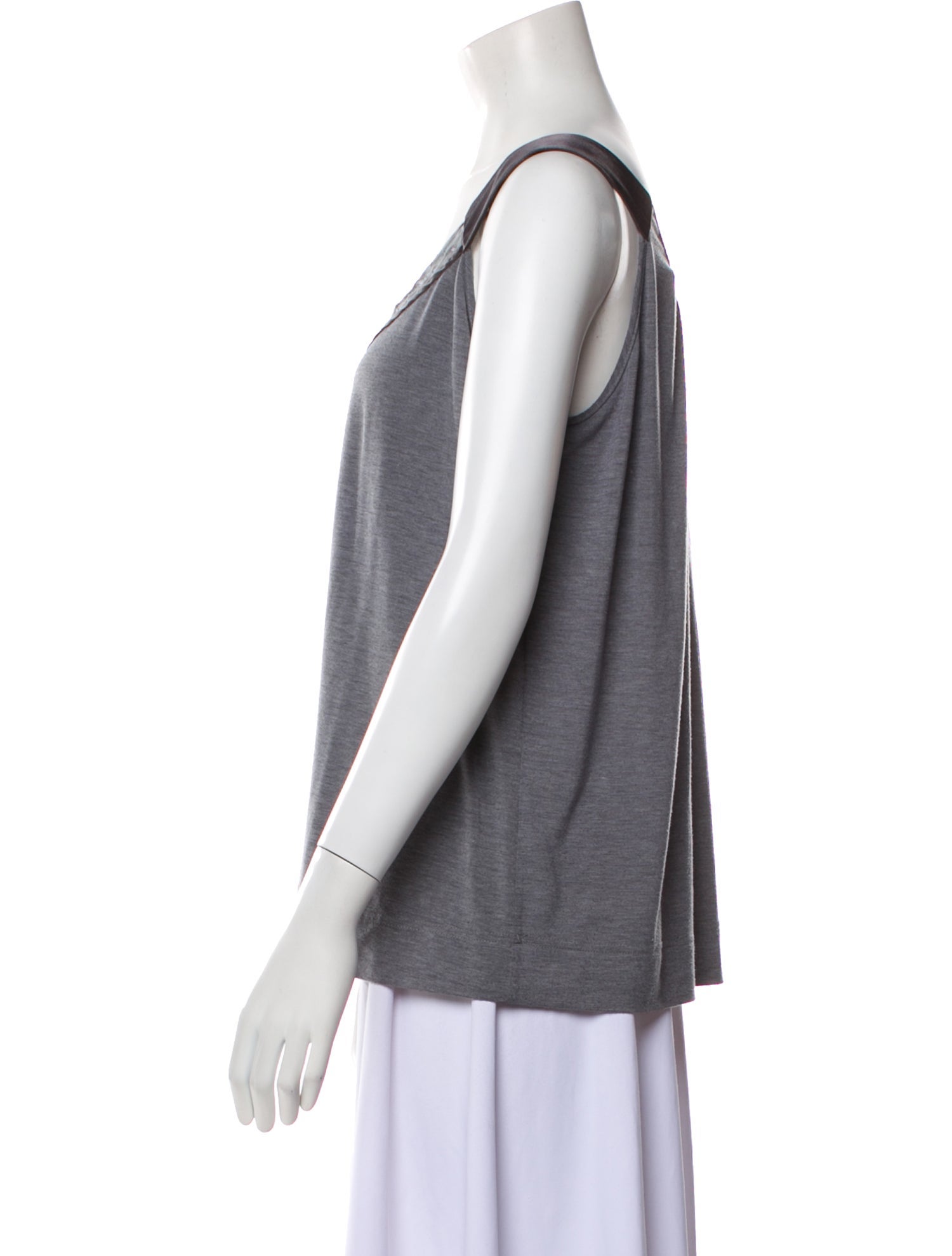 Oscar de la Renta Scoop Neck Sleeveless Top
