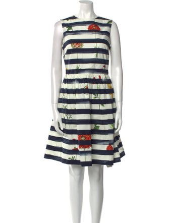 Oscar de la Renta Striped Knee-Length Dress