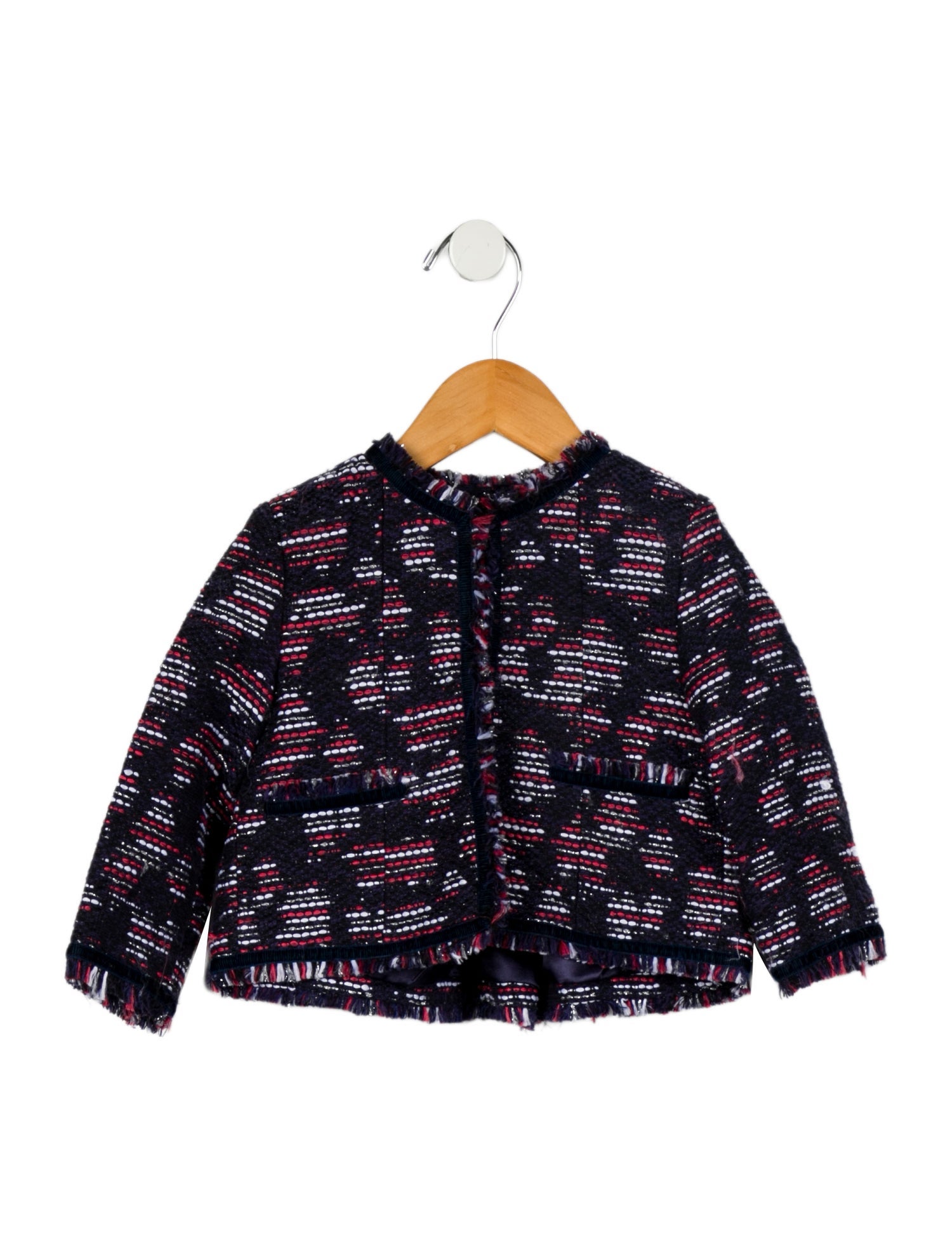 Oscar de la Renta Toddler Girls' Printed Fringe Jacket