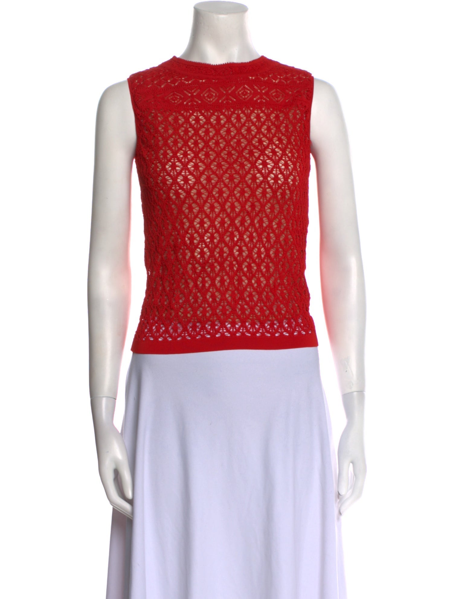 Oscar de la Renta Bateau Neckline Sleeveless Crop Top