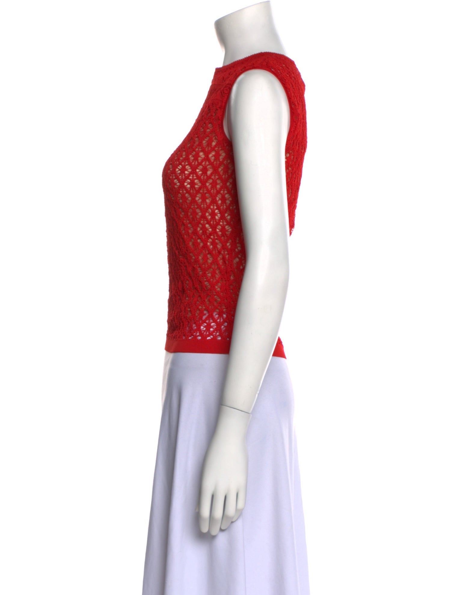 Oscar de la Renta Bateau Neckline Sleeveless Crop Top