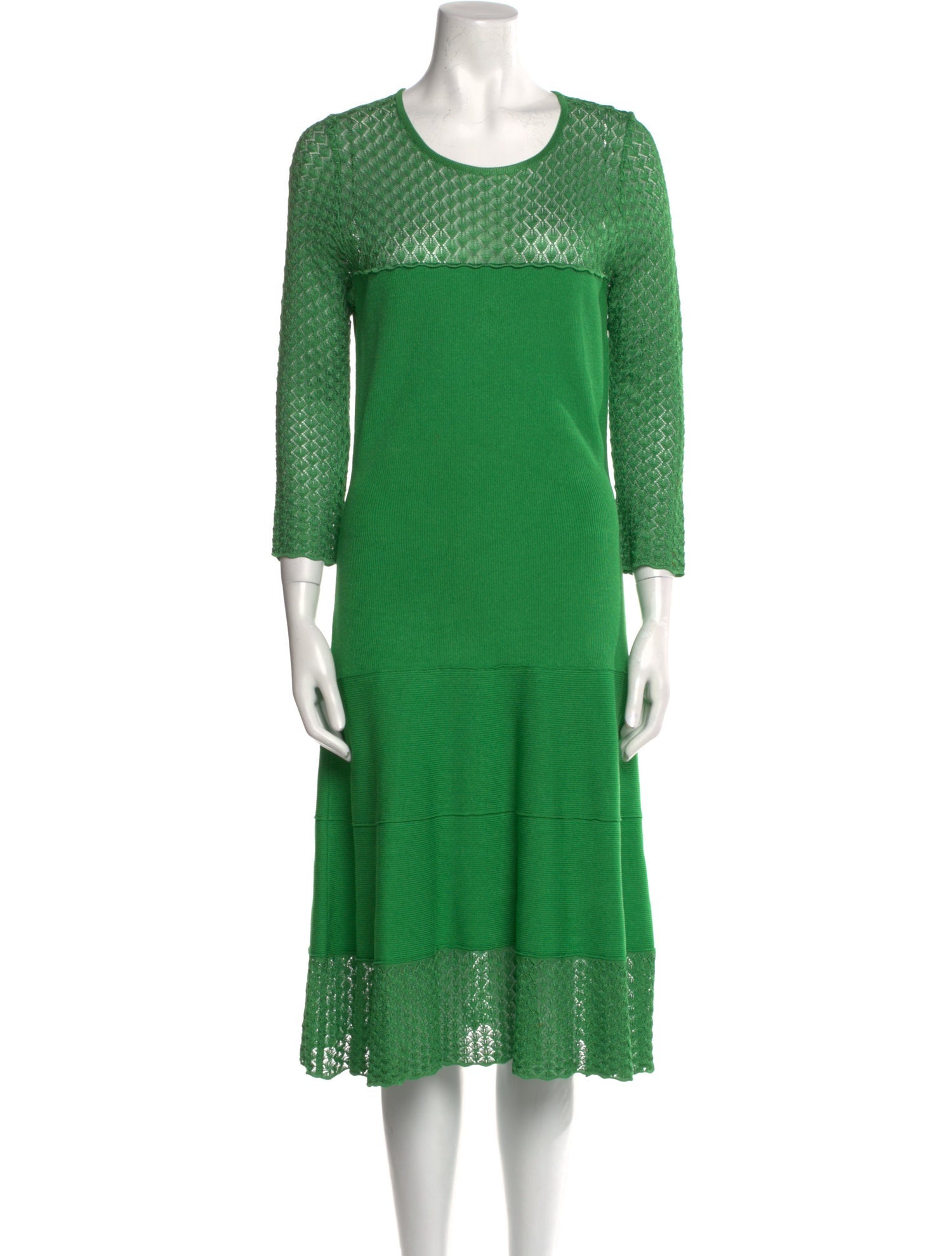 Oscar de la Renta Scoop Neck Midi Length Dress