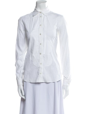 Oscar de la Renta Long Sleeve Button-Up Top