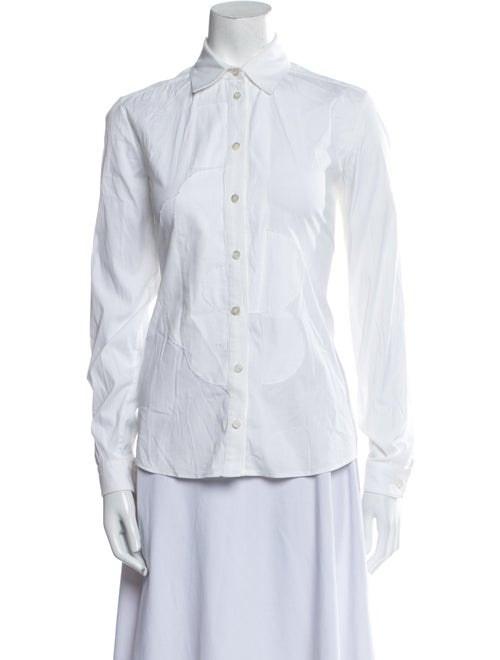Oscar de la Renta Long Sleeve Button-Up Top