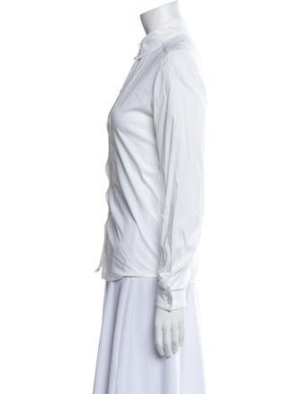 Oscar de la Renta Long Sleeve Button-Up Top