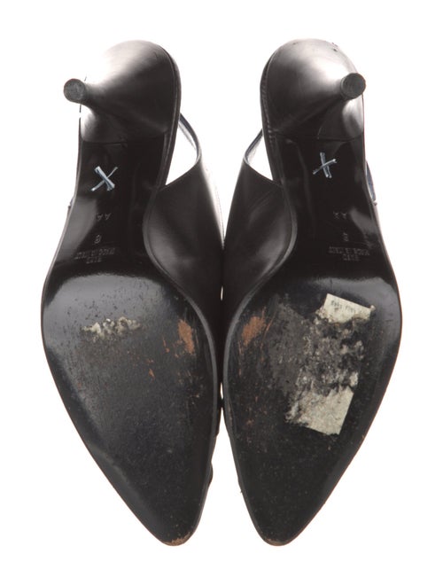 Oscar de la Renta Leather Mesh Accents Slingback Pumps