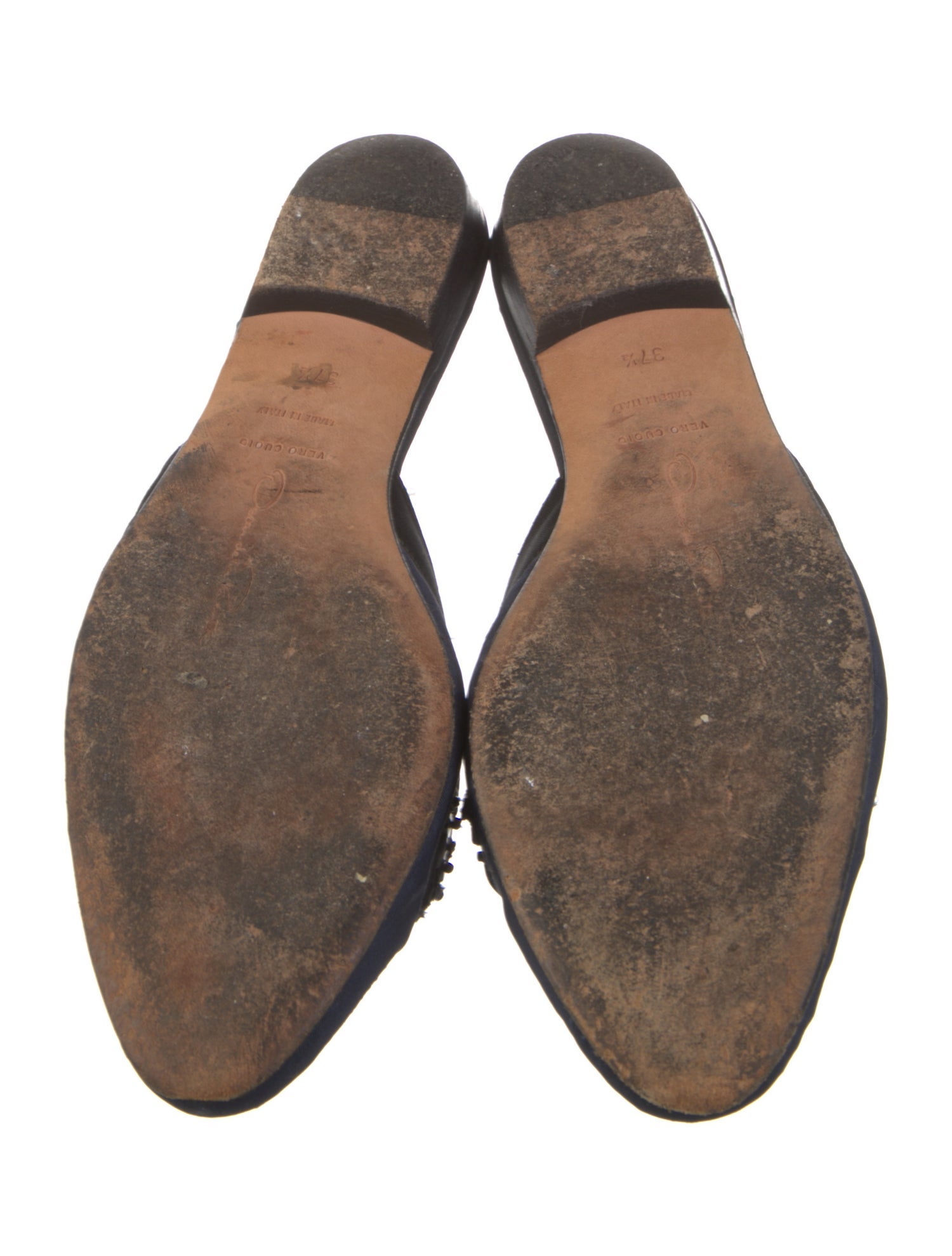 Oscar de la Renta Canvas Beaded Accents Mules