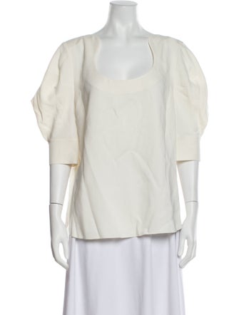 Oscar de la Renta Silk Scoop Neck Blouse