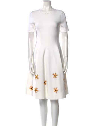 Oscar de la Renta Printed Knee-Length Dress w/ Tags