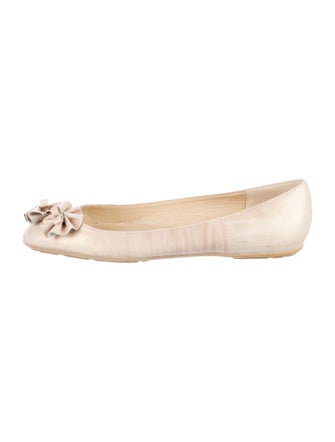 Oscar de la Renta Leather Ruffle Embellishment Ballet Flats