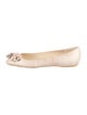 Oscar de la Renta Leather Ruffle Embellishment Ballet Flats
