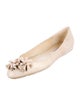 Oscar de la Renta Leather Ruffle Embellishment Ballet Flats