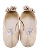 Oscar de la Renta Leather Ruffle Embellishment Ballet Flats