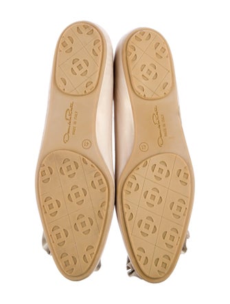 Oscar de la Renta Leather Ruffle Embellishment Ballet Flats