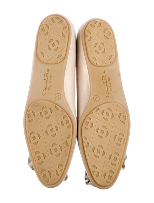 Oscar de la Renta Leather Ruffle Embellishment Ballet Flats