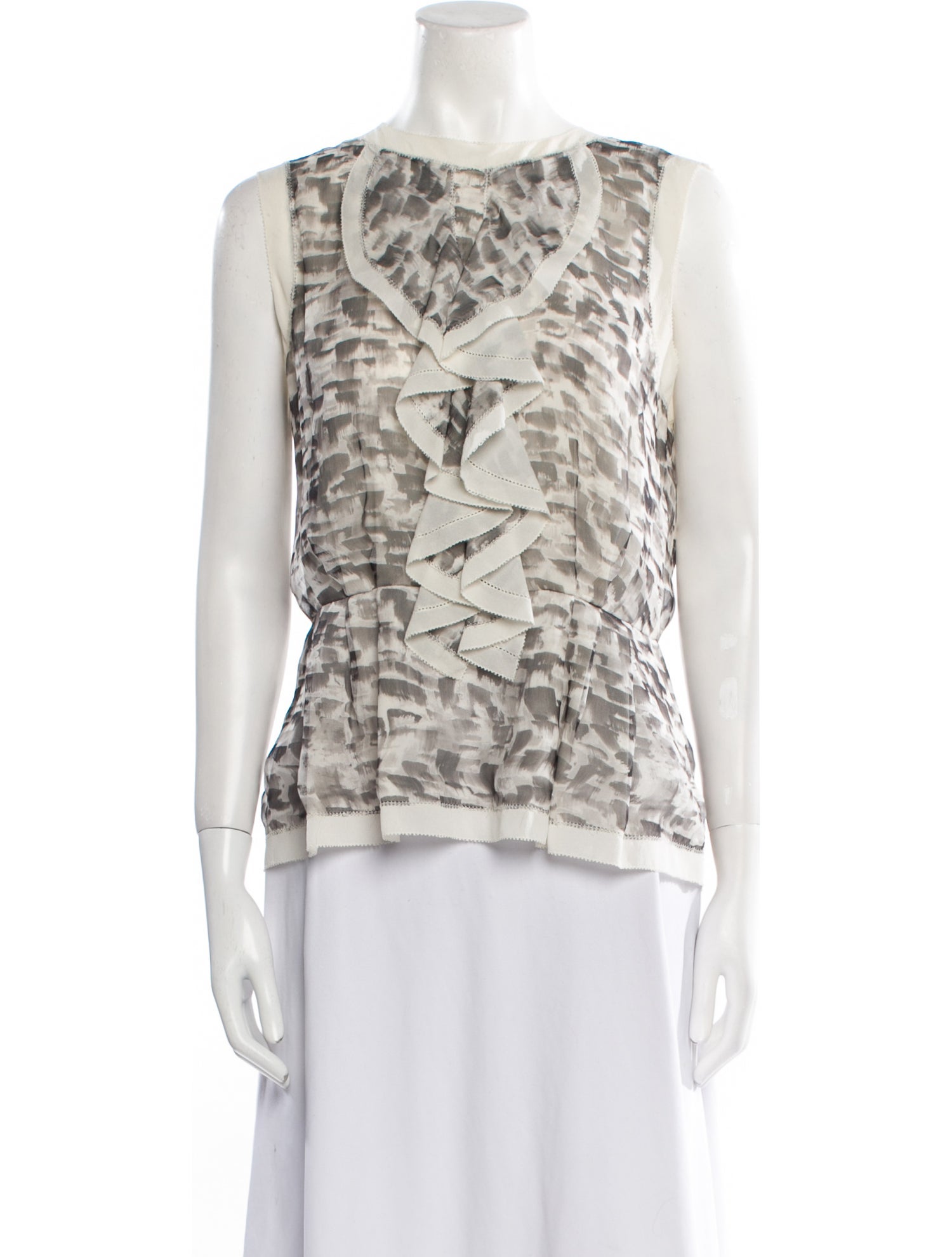 Oscar de la Renta Silk Printed Top