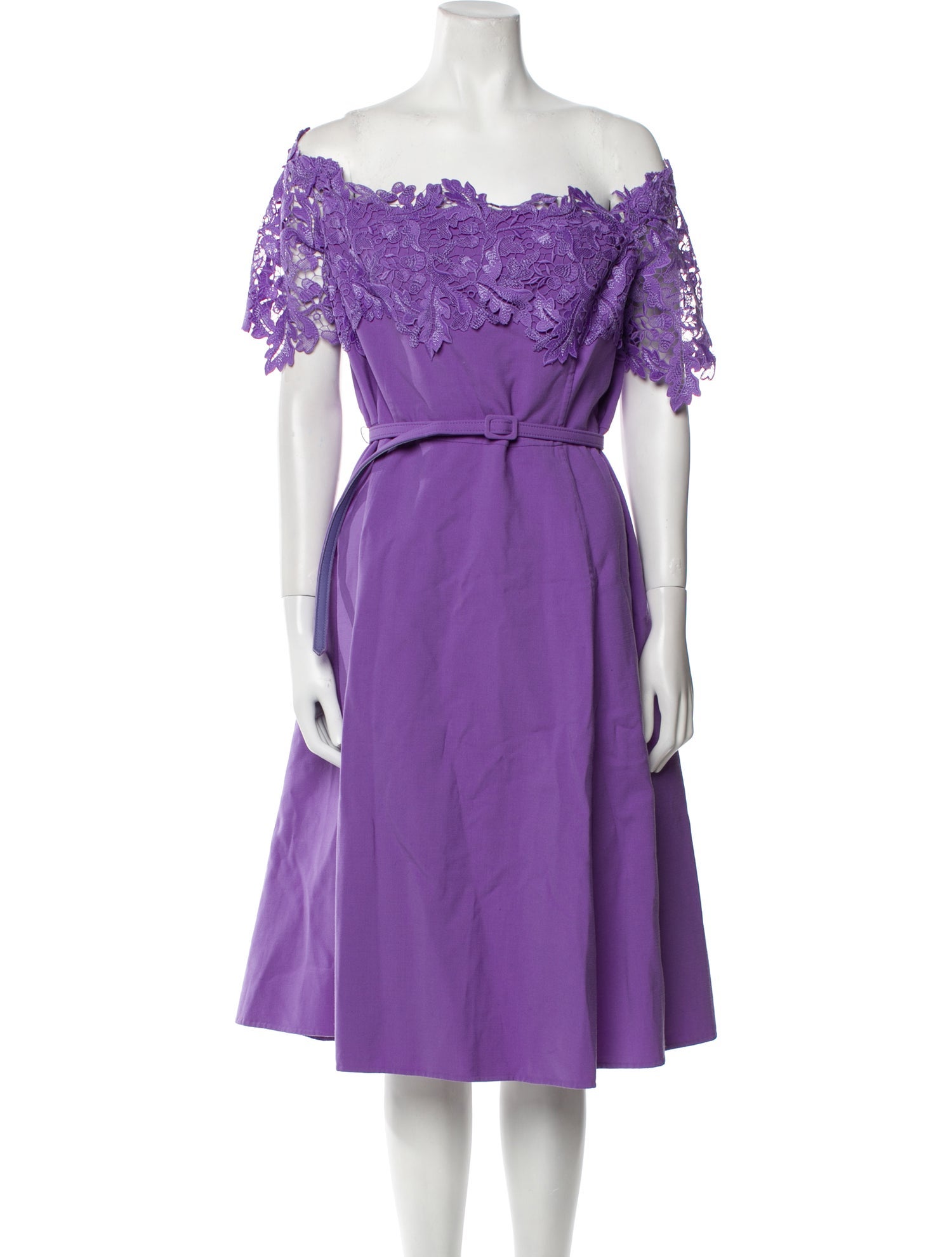 Oscar de la Renta Virgin Wool Midi Length Dress
