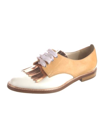Oscar de la Renta Leather Fringe Trim Accent Oxfords