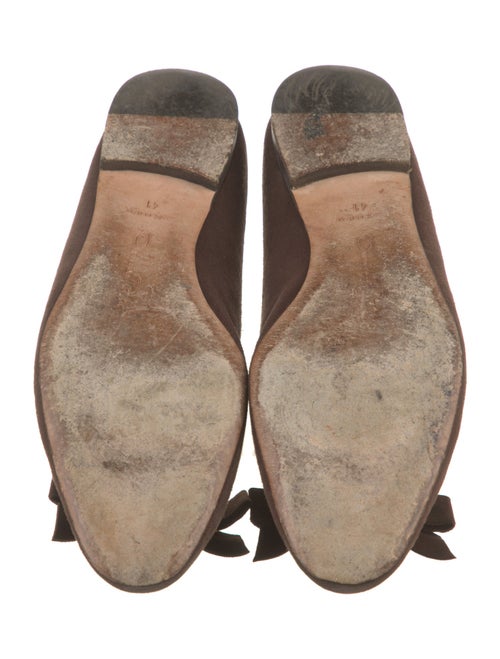 Oscar de la Renta Suede Bow Accents Ballet Flats
