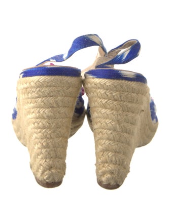 Oscar de la Renta Canvas Printed Slingback Sandals