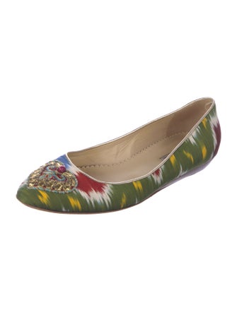 Oscar de la Renta Canvas Printed Flats