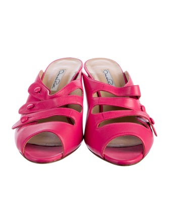 Oscar de la Renta Leather Cutout Accent Mules