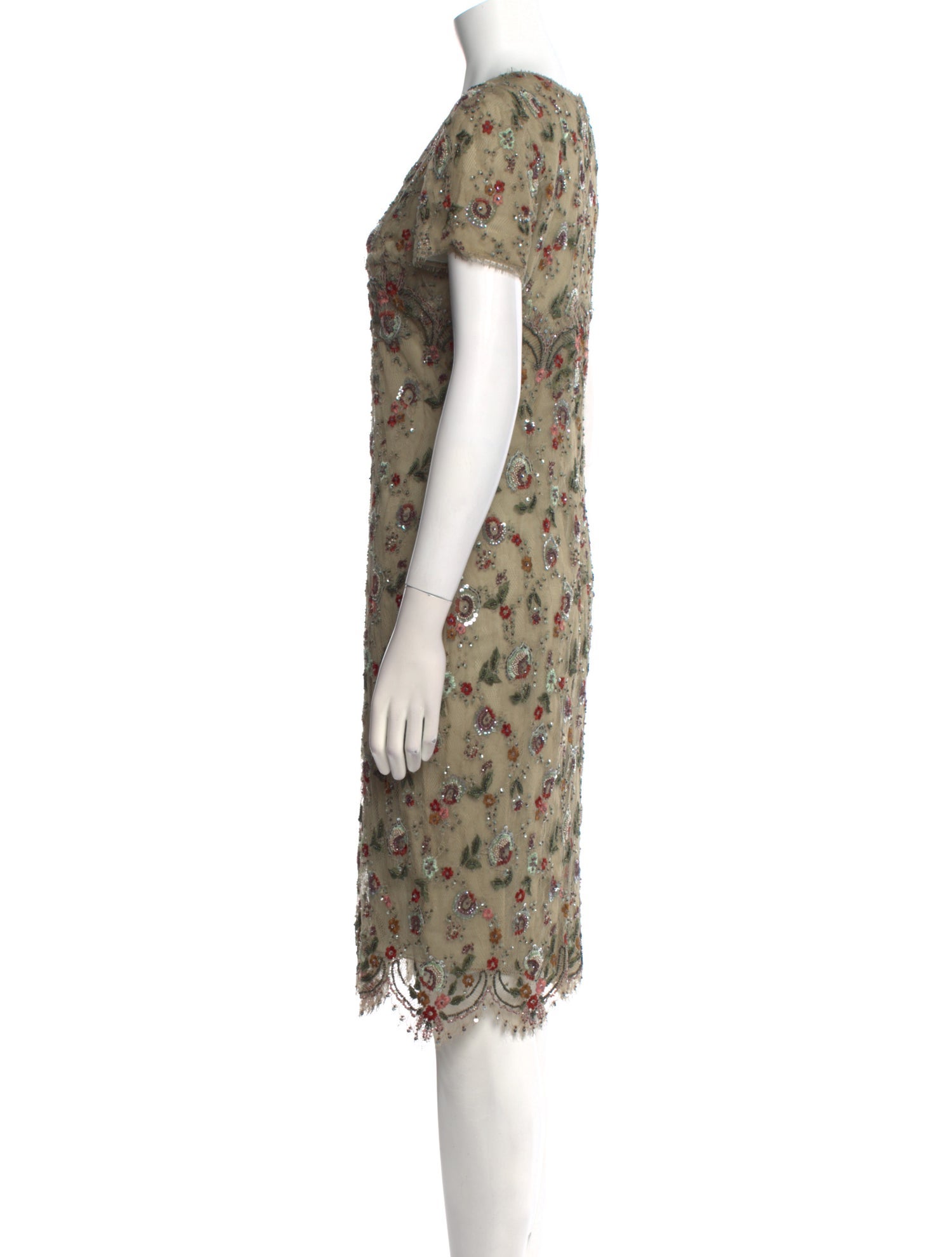 Oscar de la Renta Floral Print Knee-Length Dress