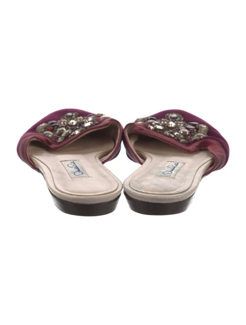 Oscar de la Renta Suede Crystal Embellishments Mules