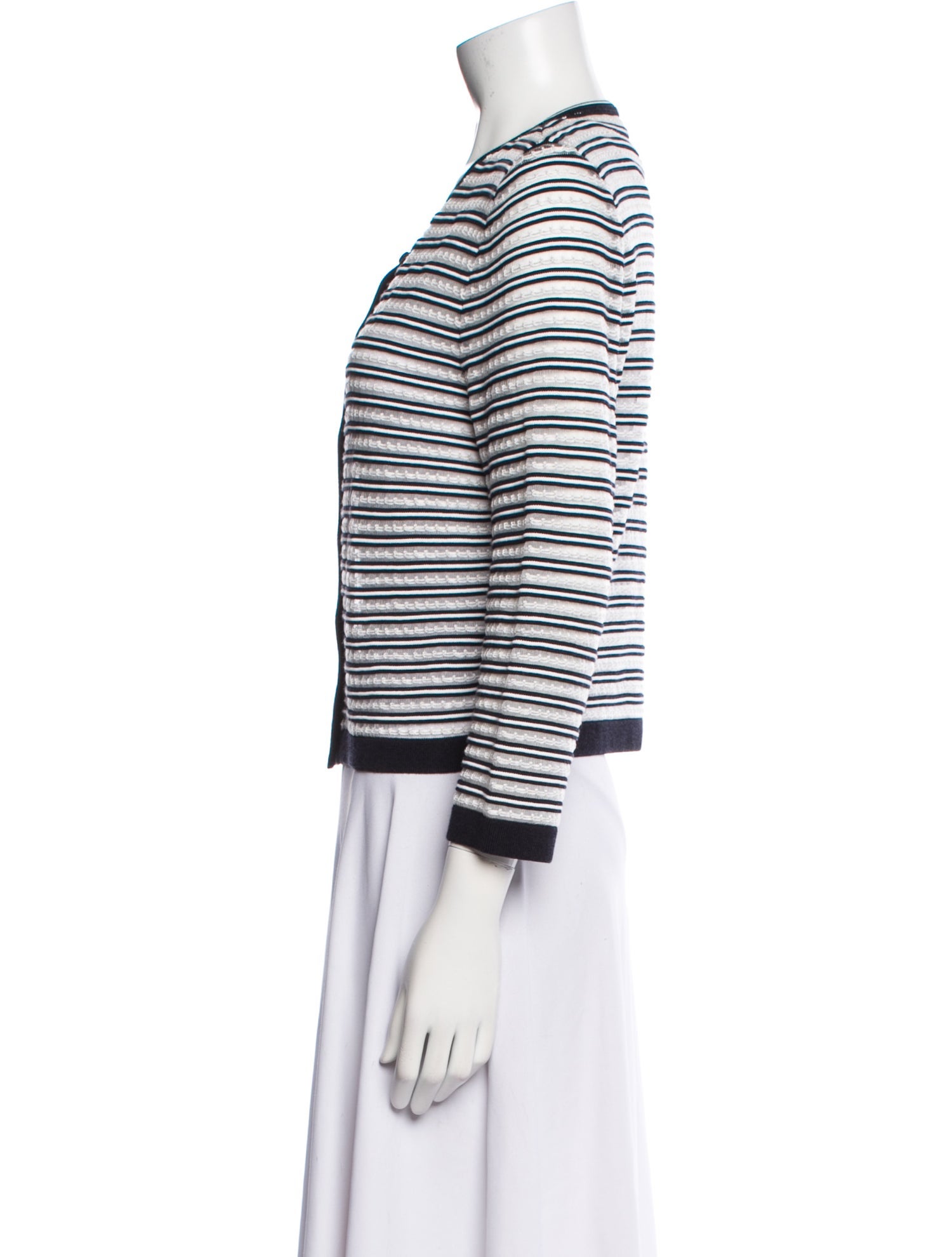Oscar de la Renta Striped Scoop Neck Sweater