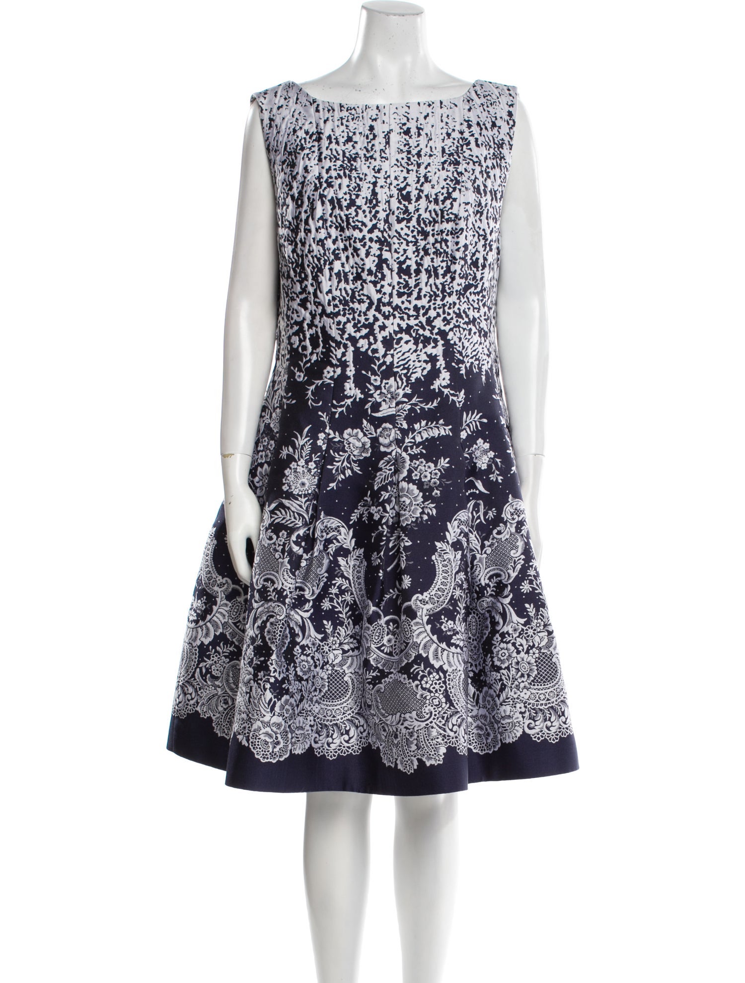 Oscar de la Renta Floral Print Knee-Length Dress