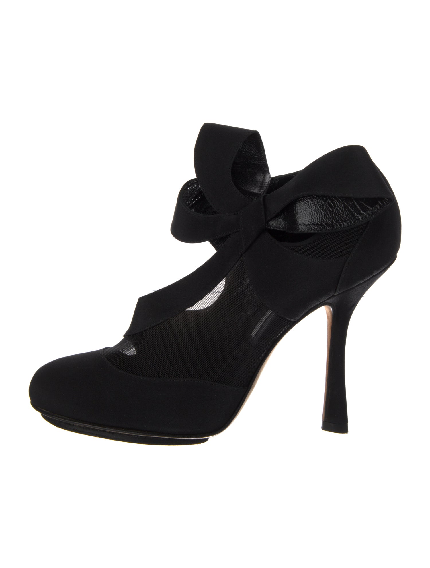 Oscar de la Renta Satin Bow Accents D'Orsay Pumps