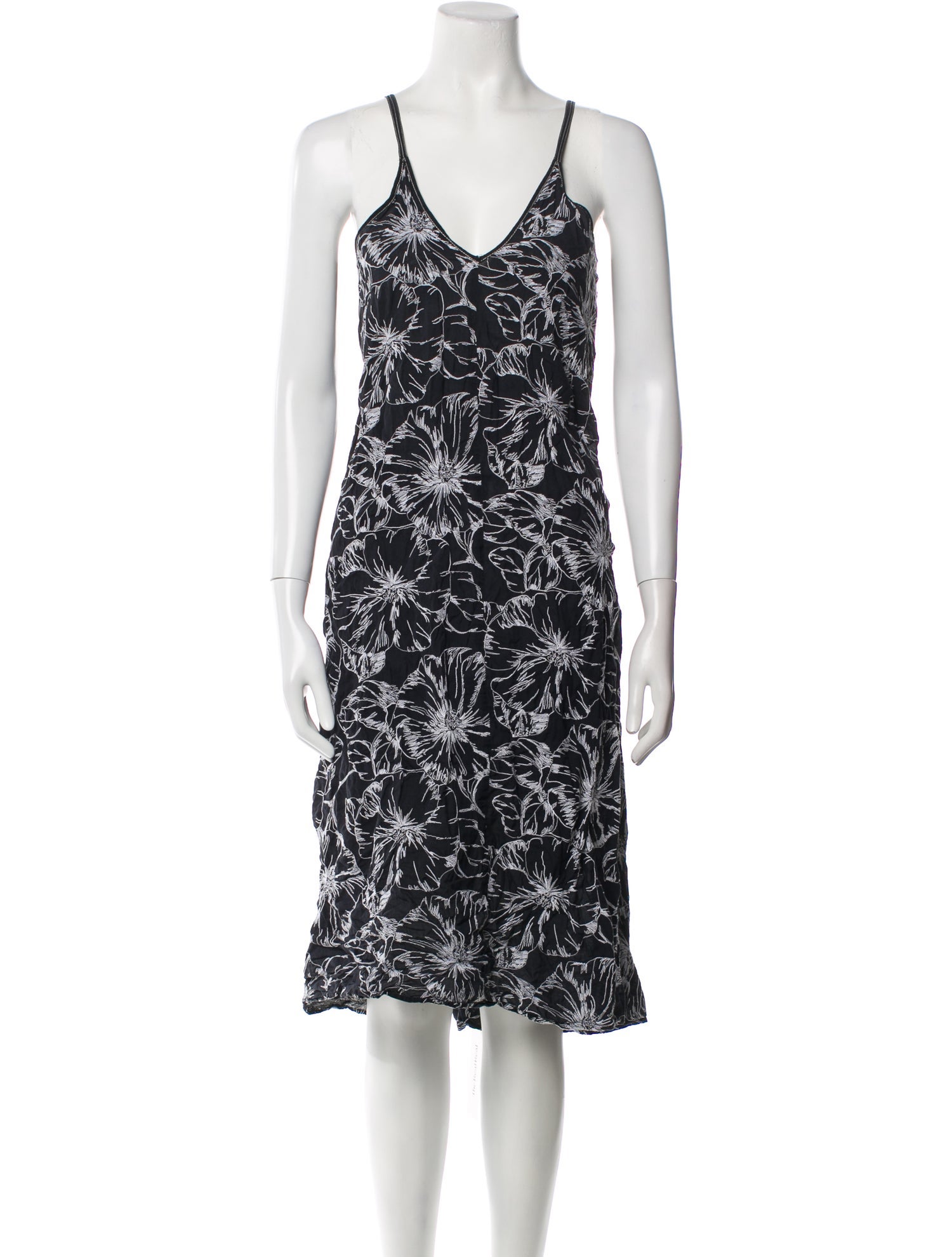 Oscar de la Renta Floral Print Midi Length Dress