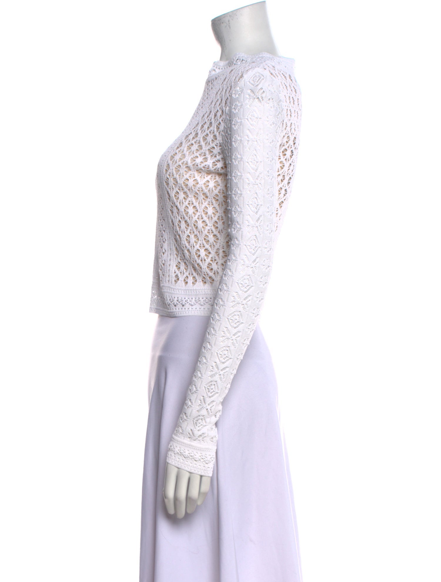 Oscar de la Renta Lace Pattern Bateau Neckline Crop Top w/ Tags