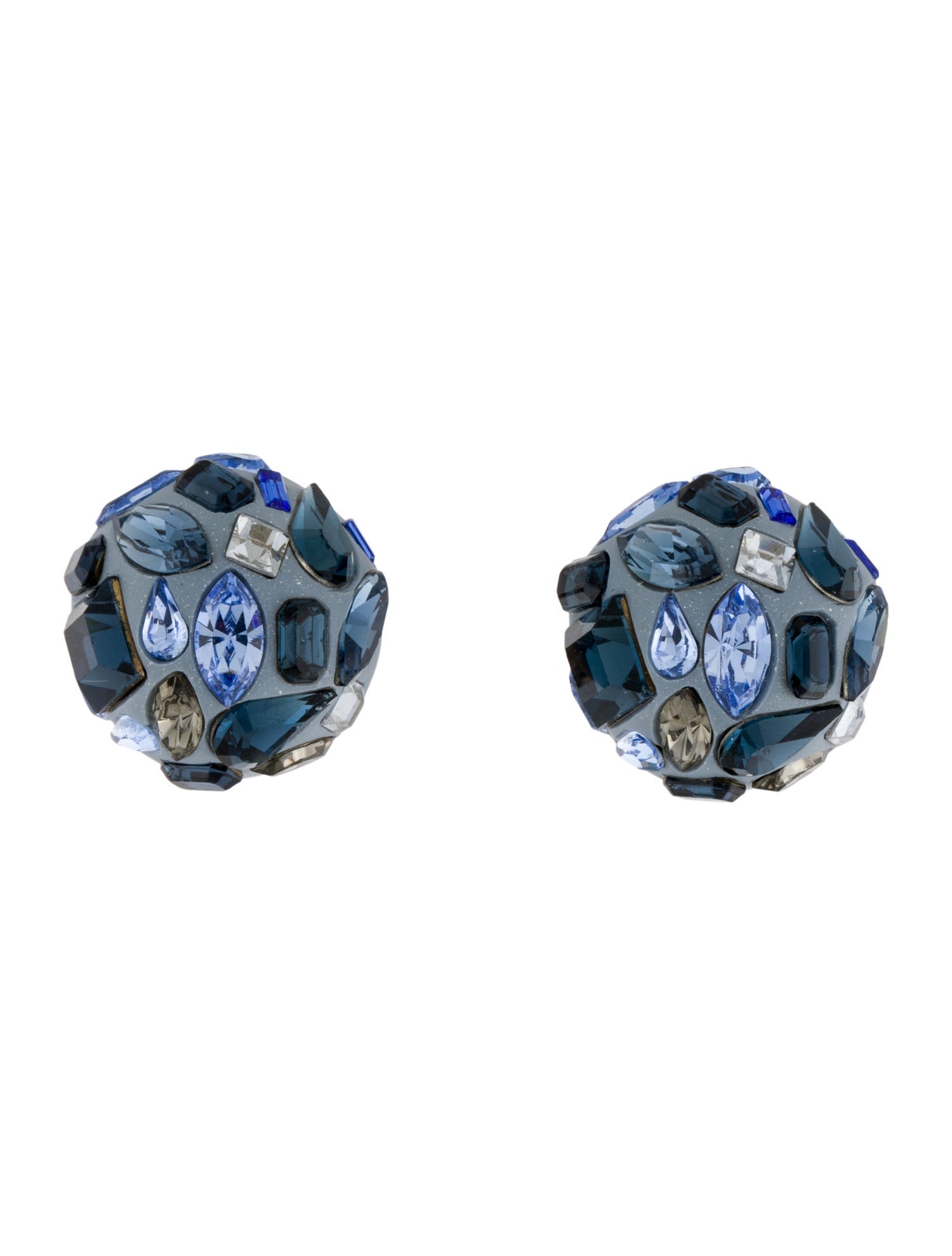 Oscar de la Renta Crystal Embellished Stud Clip-On Earrings