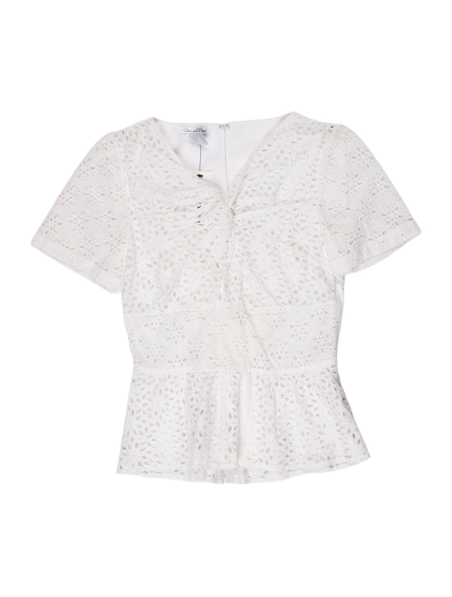 Oscar de la Renta Strapless Short Sleeve Crop Top