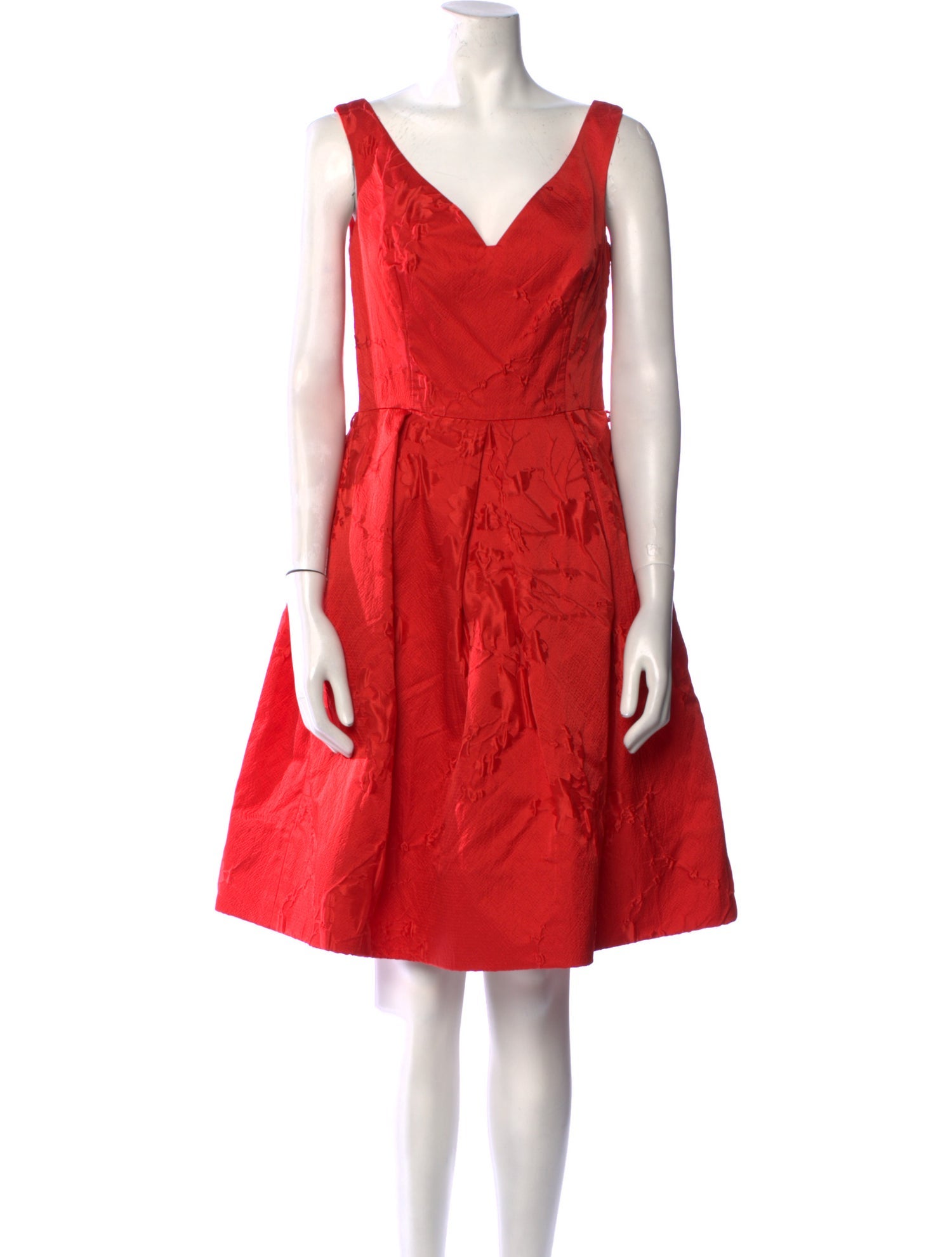 Oscar de la Renta V-Neck Knee-Length Dress