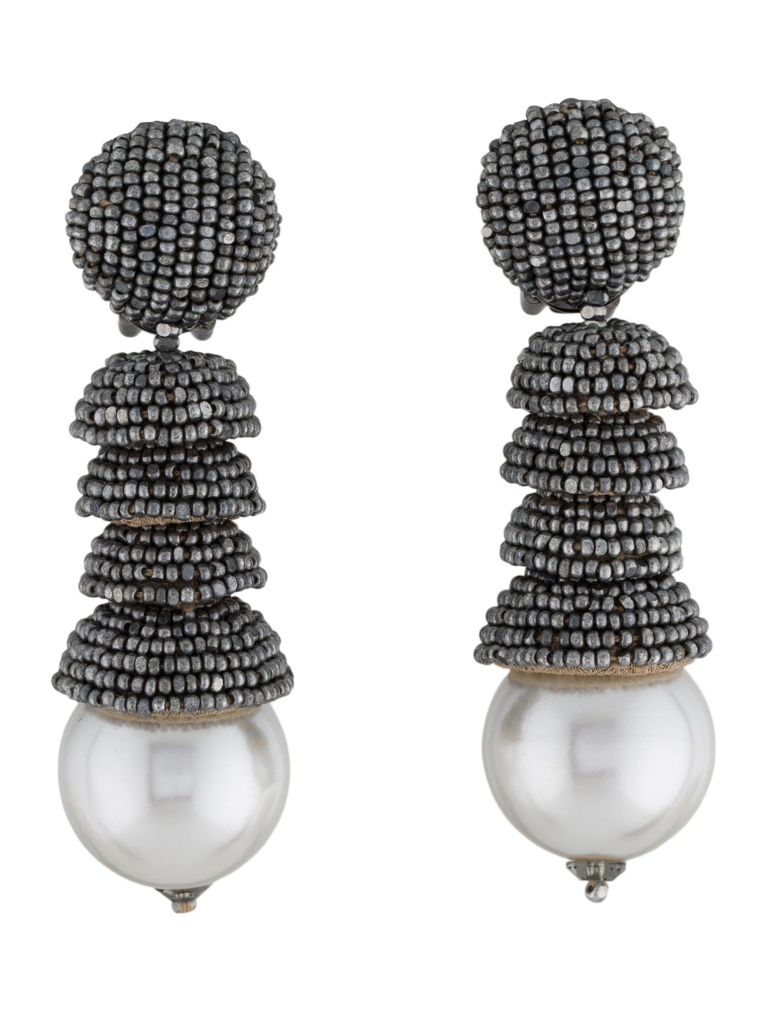 Oscar de la Renta Faux Pearl & Beaded-Drop Clip-On Earrings