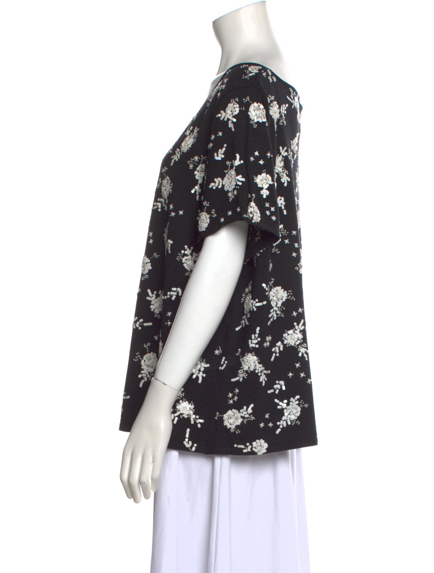 Oscar by Oscar de la Renta Silk Floral Print T-Shirt