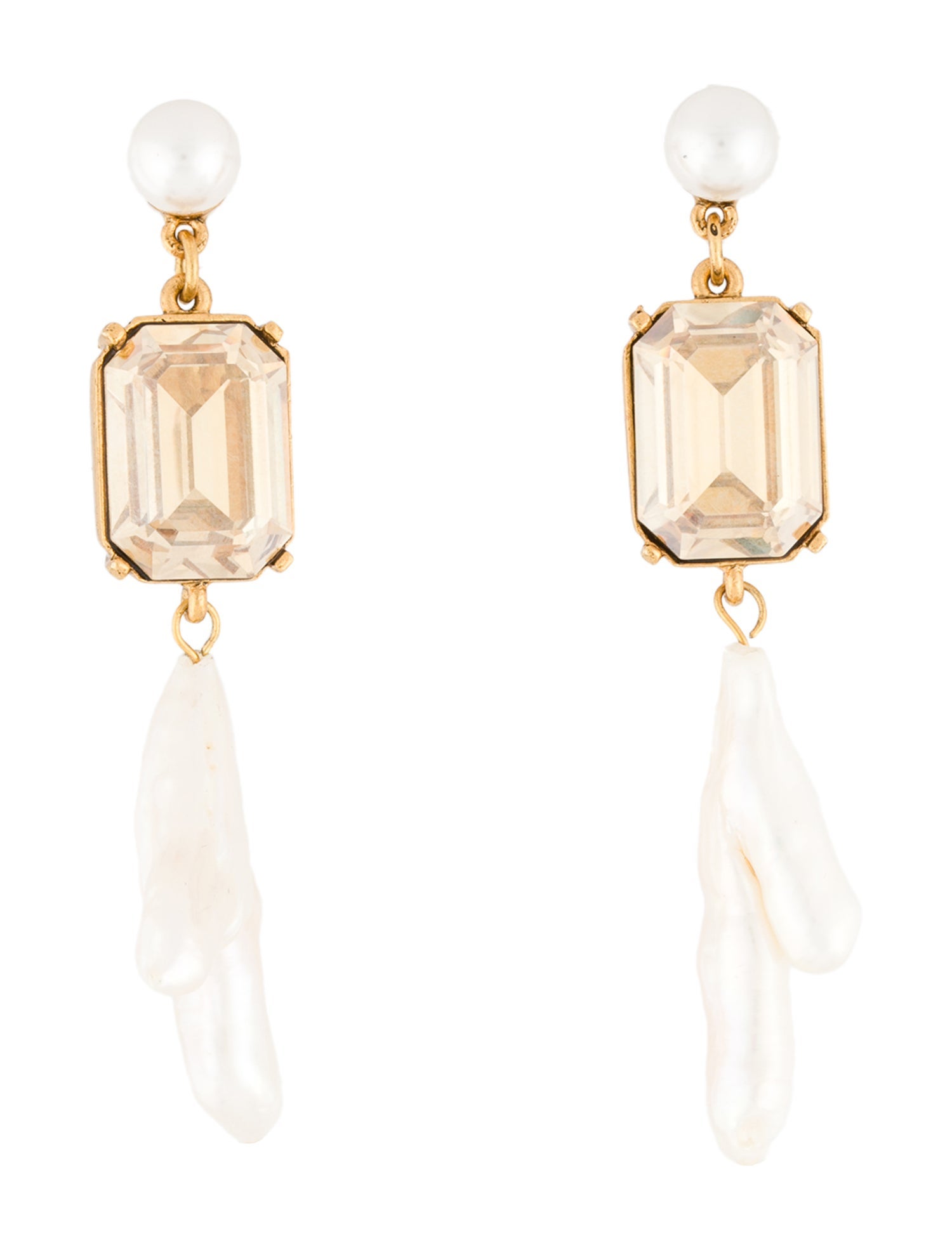 Oscar de la Renta Pearl, Faux Pearl & Crystal Drop Earrings
