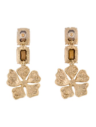 Oscar de la Renta Crystal & Enamel Drop Earrings