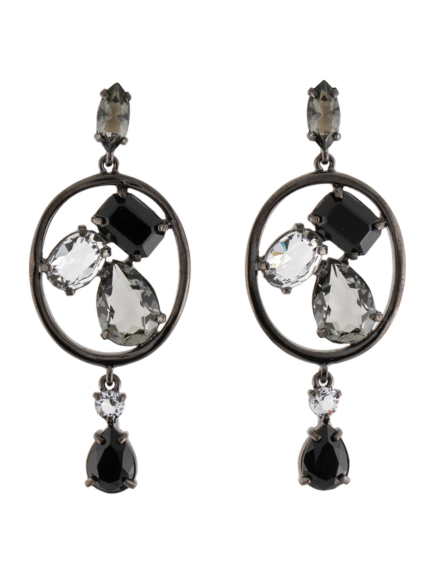 Oscar de la Renta Crystal Chandelier Clip-On Earrings