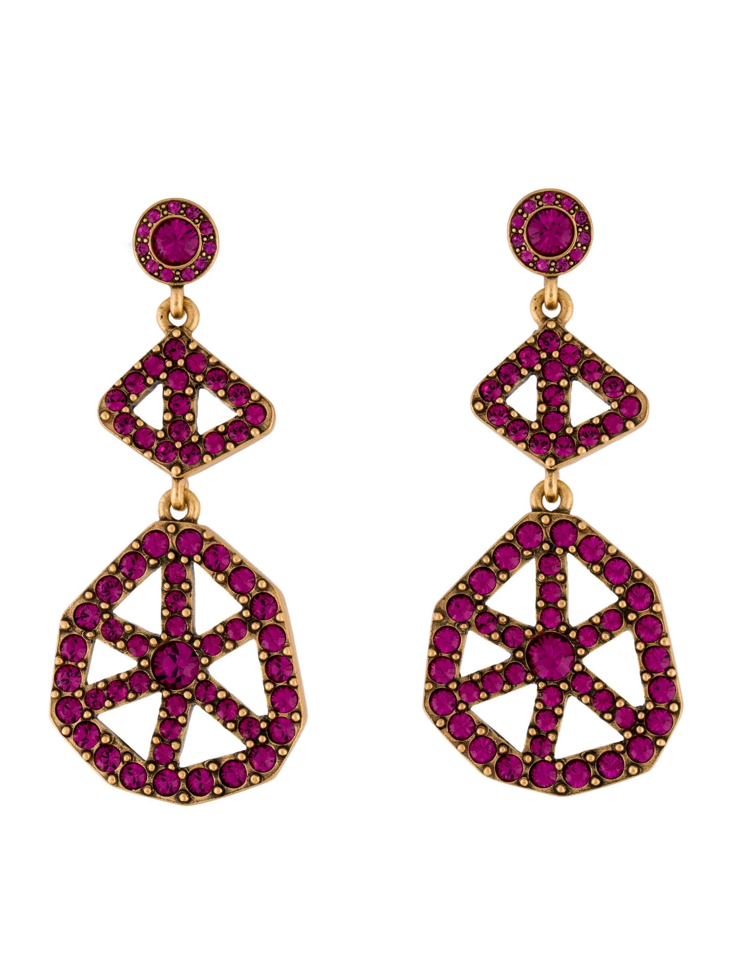 Oscar de la Renta Crystal Wheel Drop Earrings