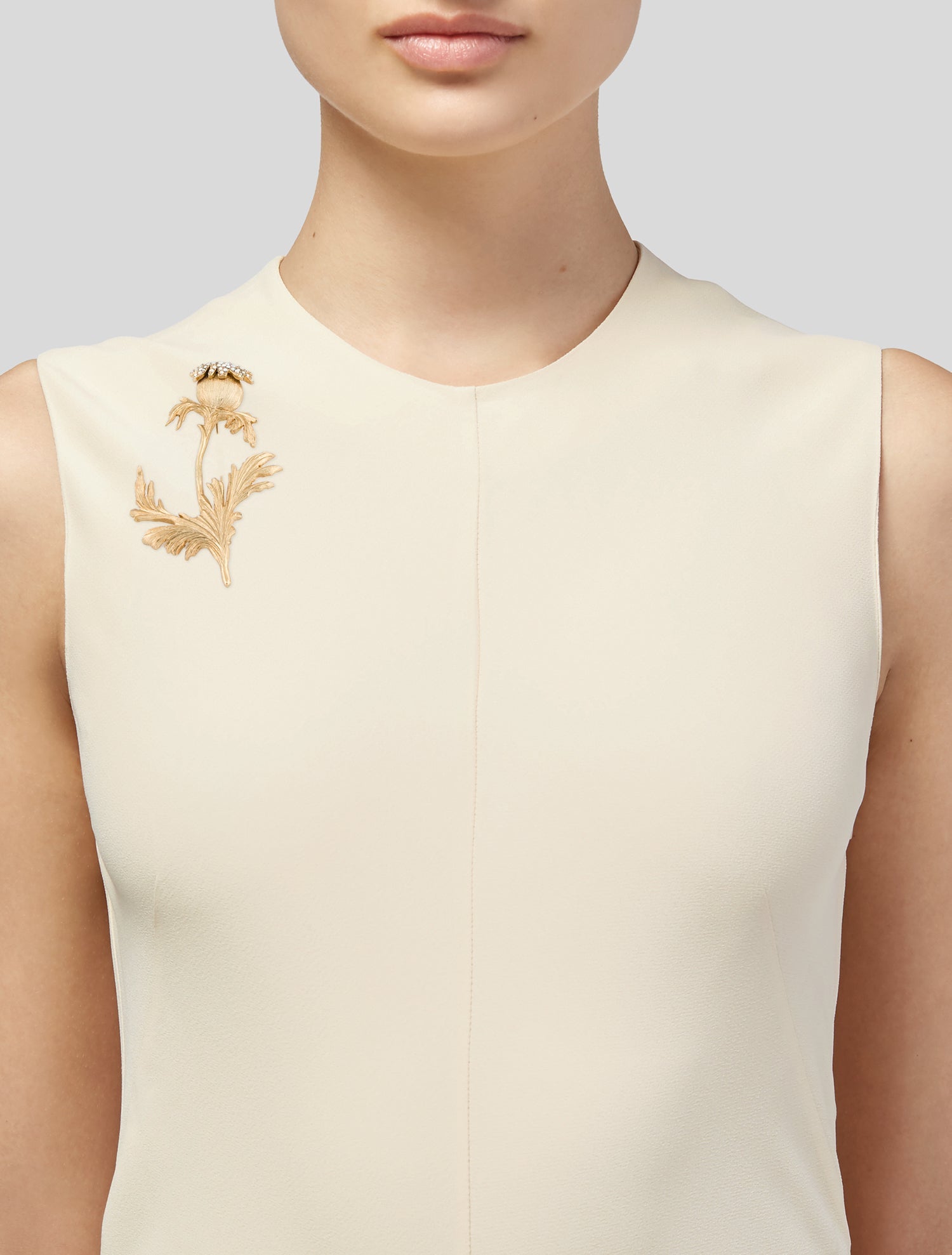 Oscar de la Renta Crystal Thistle Brooch