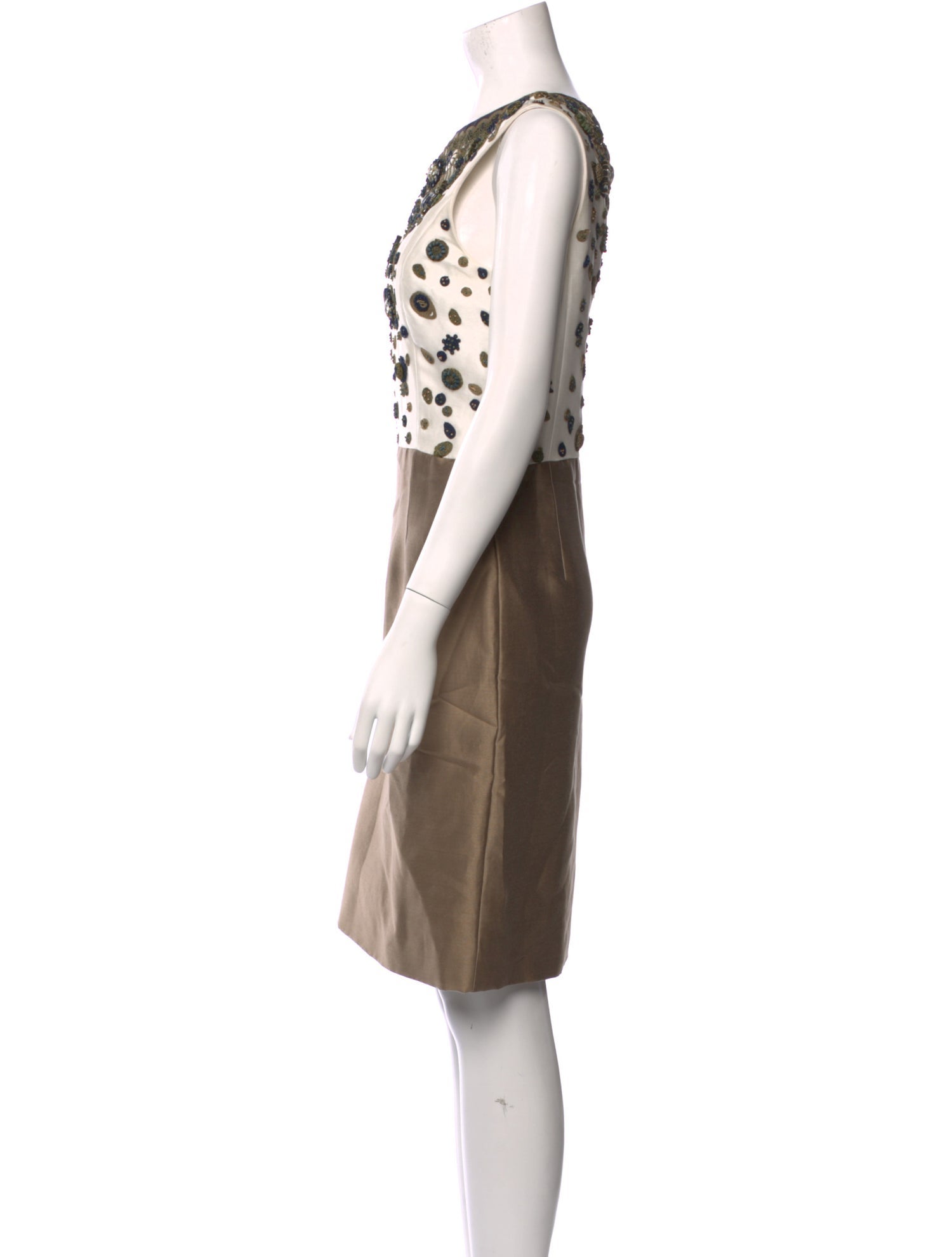 Oscar de la Renta Bateau Neckline Knee-Length Dress