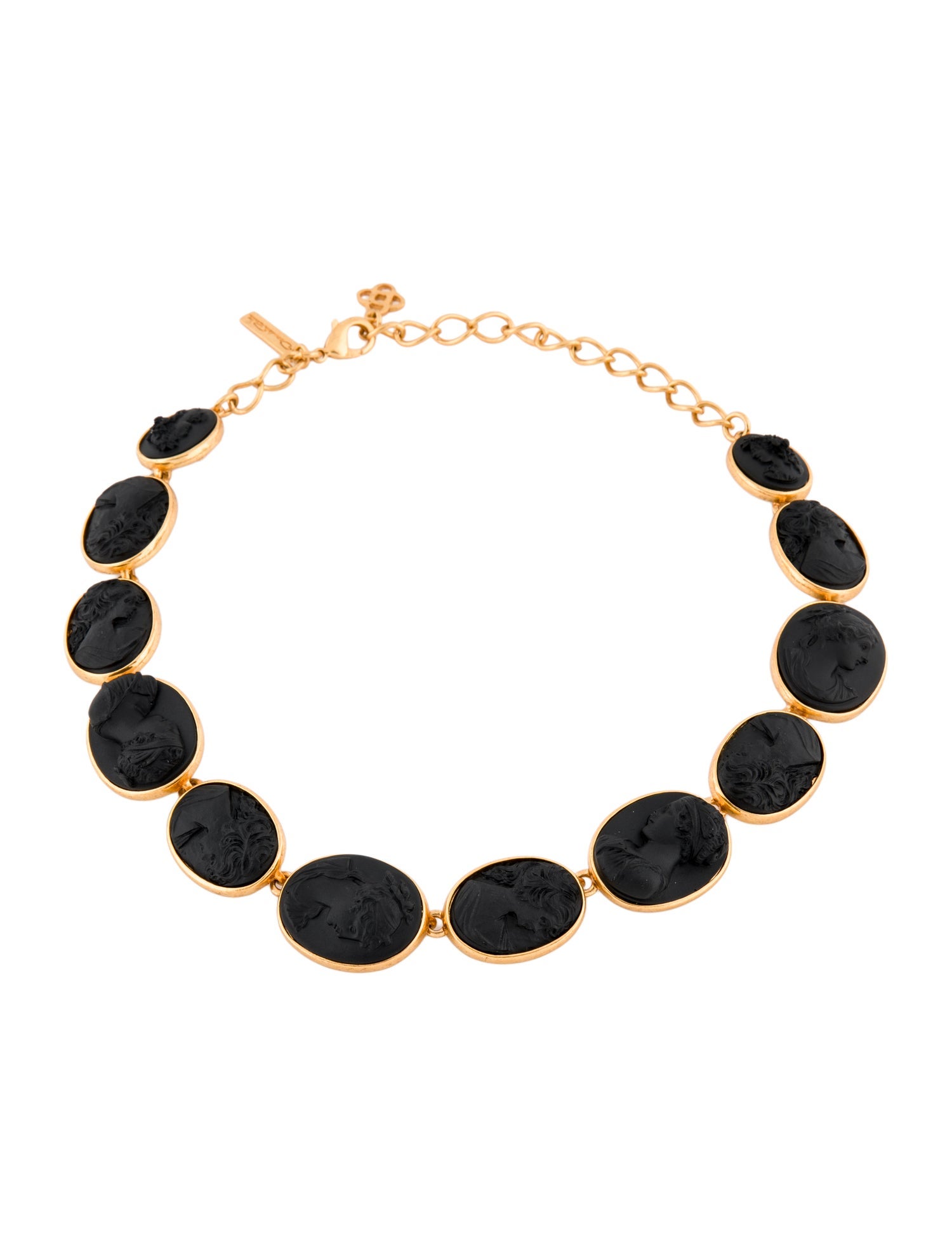 Oscar de la Renta Resin Carved Cameo Collar Necklace