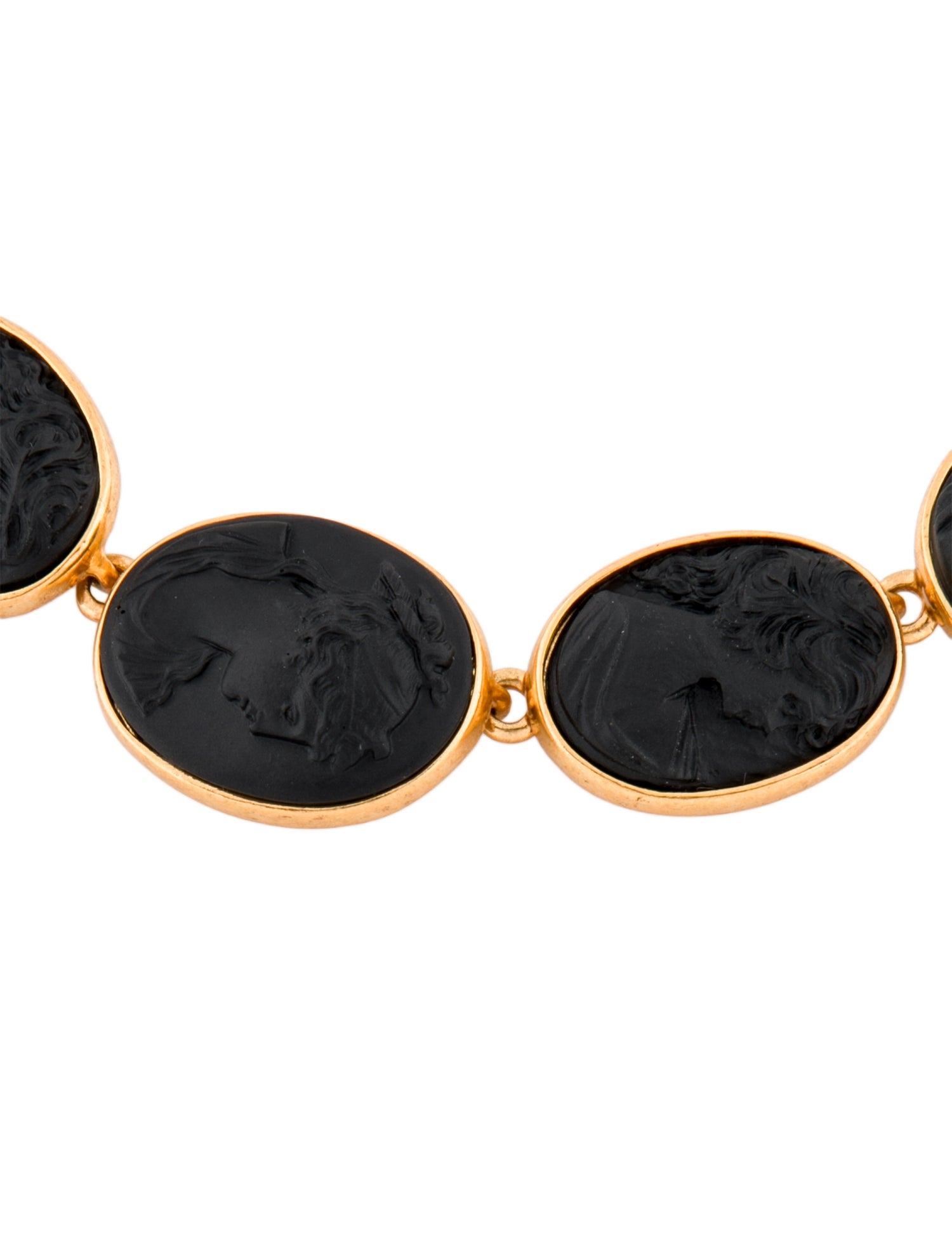 Oscar de la Renta Resin Carved Cameo Collar Necklace