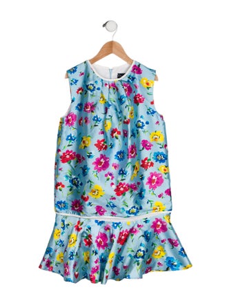 Oscar de la Renta Girls' Printed Sleeveless Dress