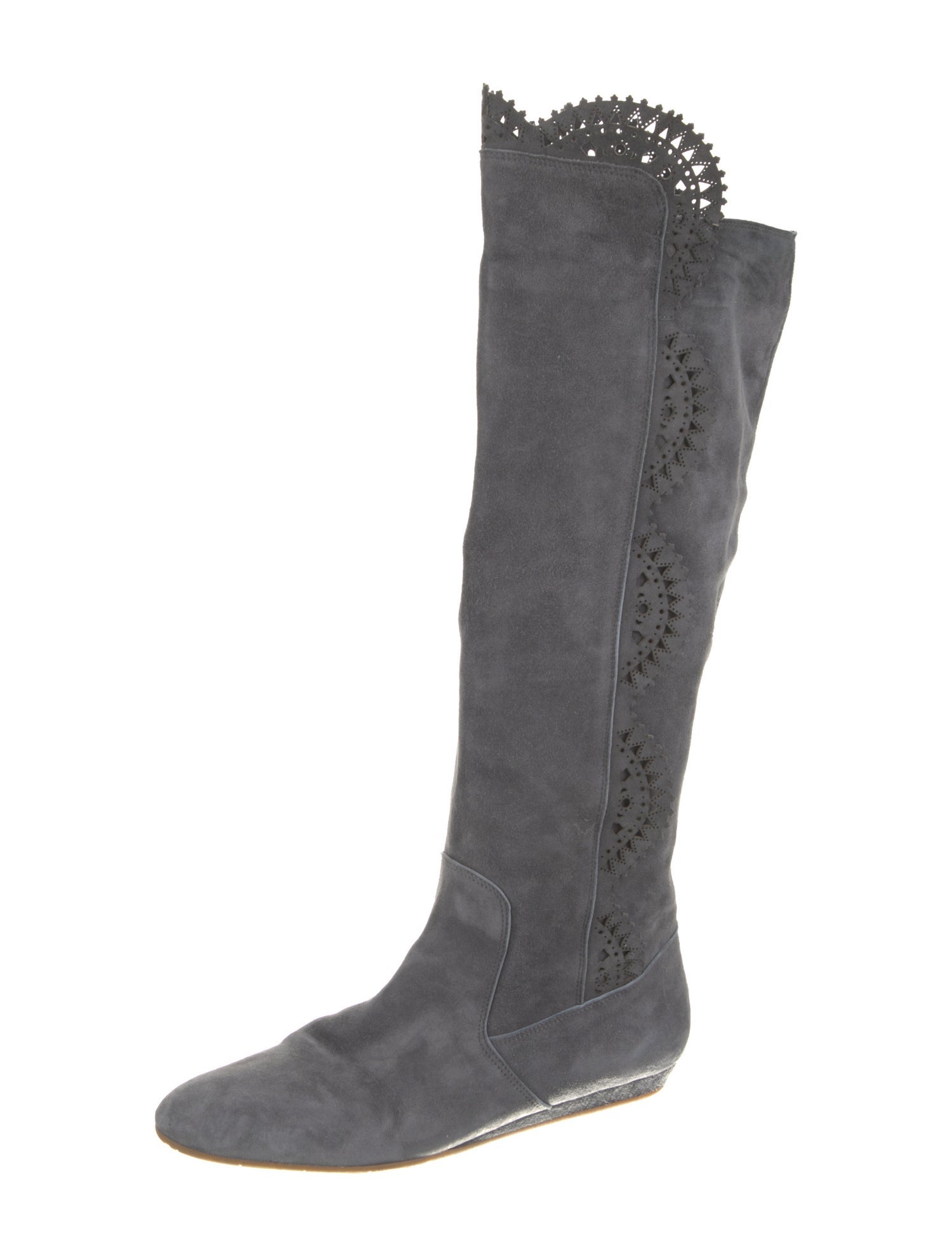 Oscar de la Renta Suede Lasercut Accents Boots