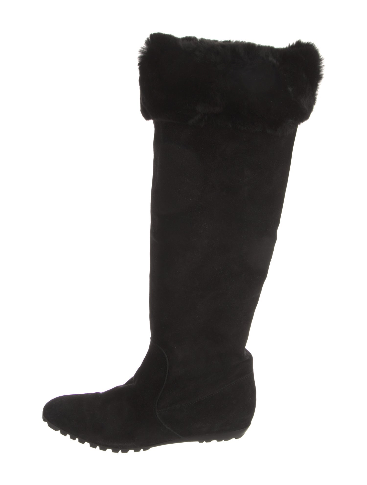 Oscar de la Renta Suede Fur Trim Boots